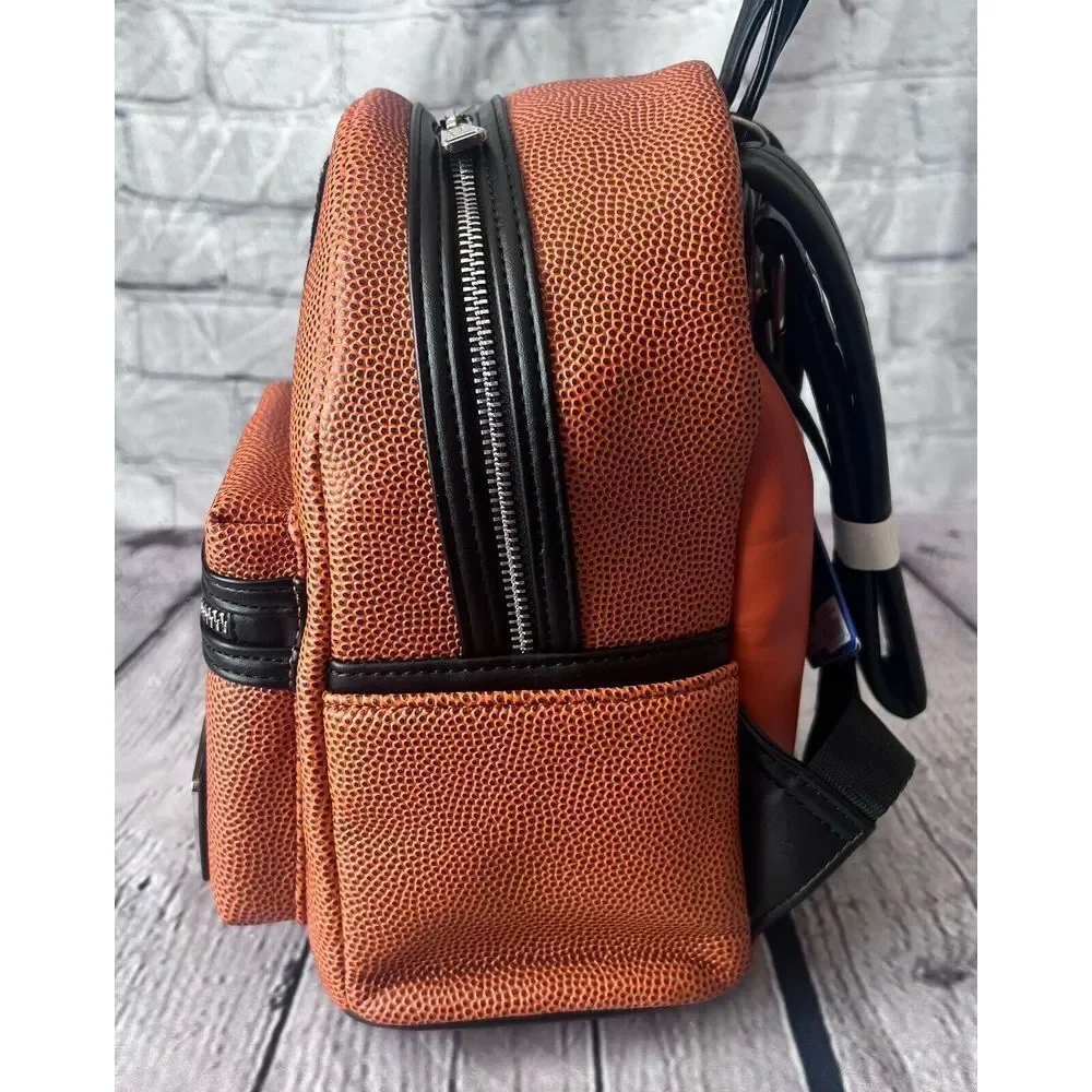 Loungefly NBA Brooklyn Nets Basketball Logo Mini Backpack Orange‎ & Black - New